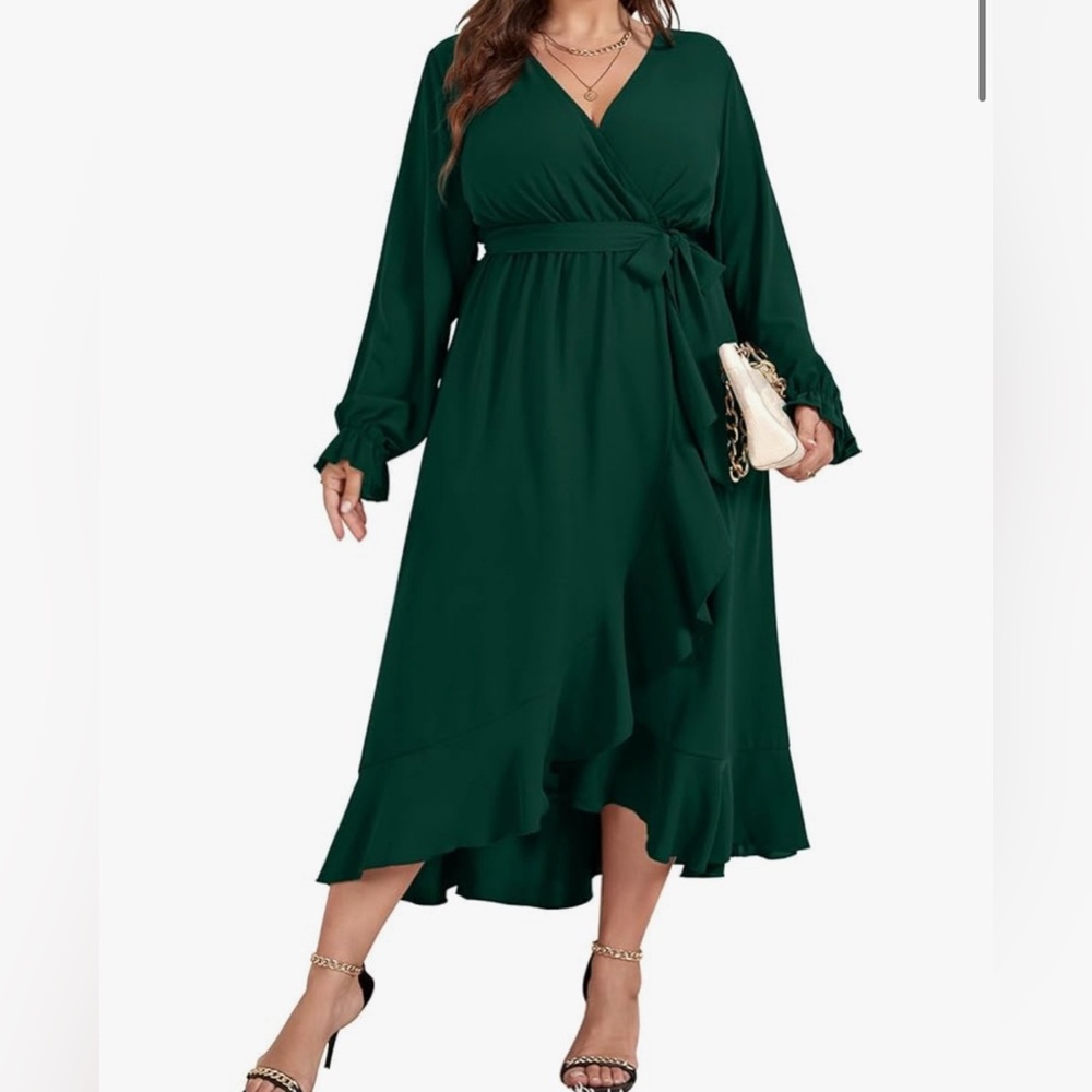 Elegant Green Wrap Dress